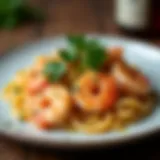 A tantalizing plate of shrimp scampi garnished with fresh parsley