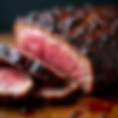 The Art of Brisket in Texas BBQ Close-up of a perfectly smoked brisket with a rich bark