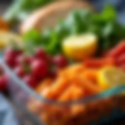 Colorful assortment of lunchbox ingredients