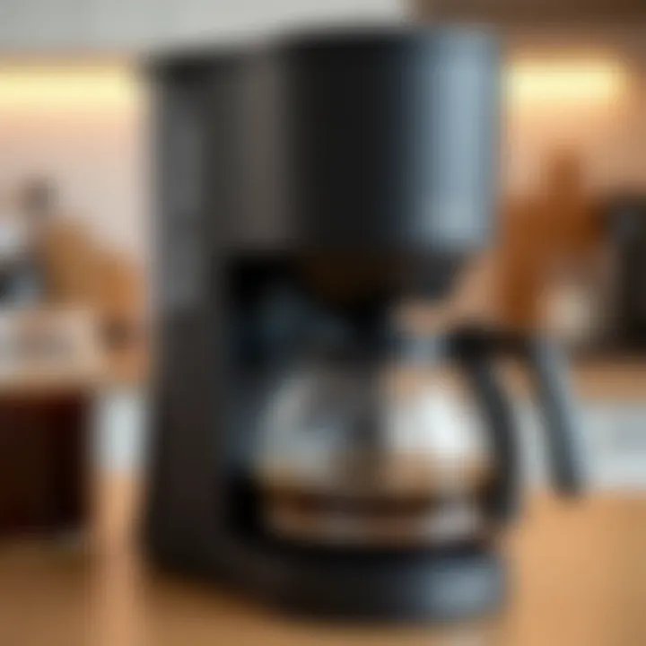 A sleek coffee maker showcasing its built-in grinder.