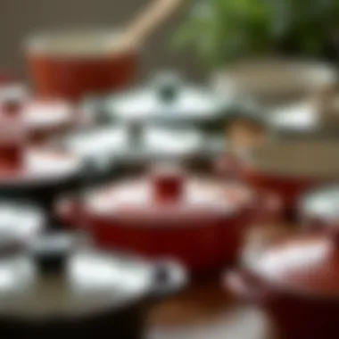 Diverse Oven-Proof Dishes Collection A collection of various oven-proof dishes with lids showcasing different materials and designs.