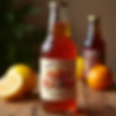 Crafted Elegance in Hard Kombucha A close-up of a bottle of hard kombucha showcasing its unique label design.