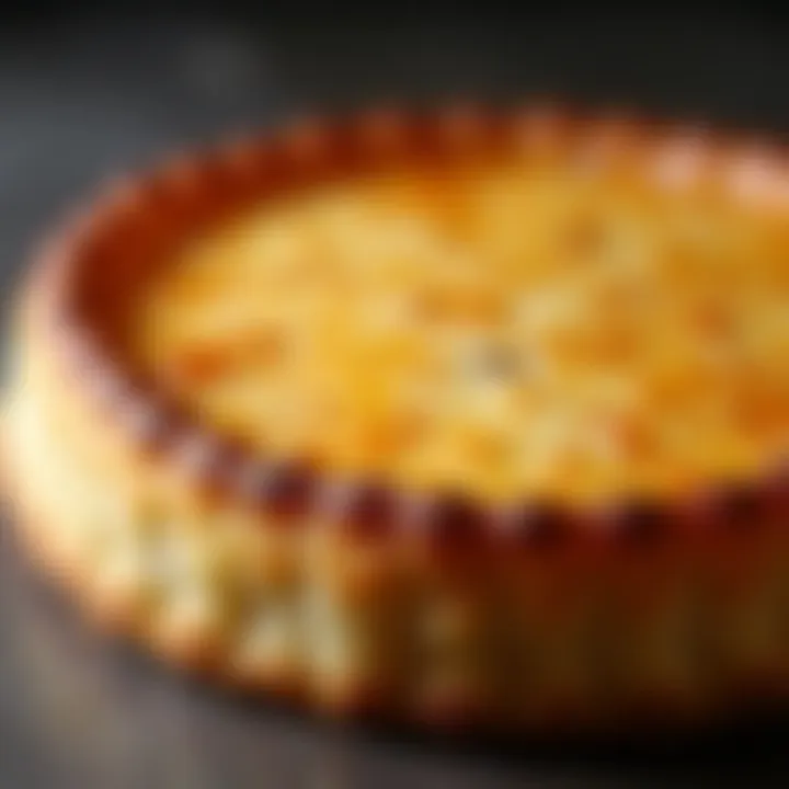 A close-up of a golden-brown keto crust showing texture