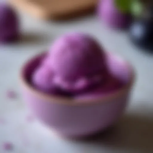 A bowl of vibrant ube ice cream showcasing its rich purple color