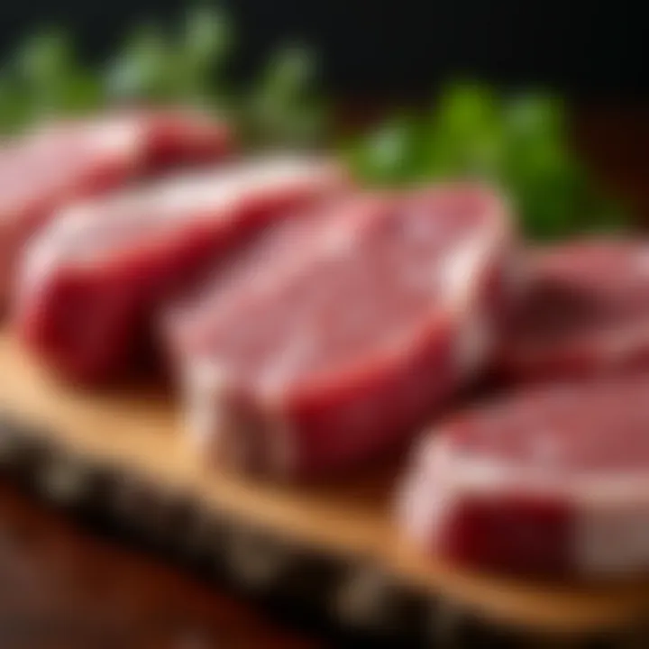 An overview of different veal cuts displayed on a wooden board