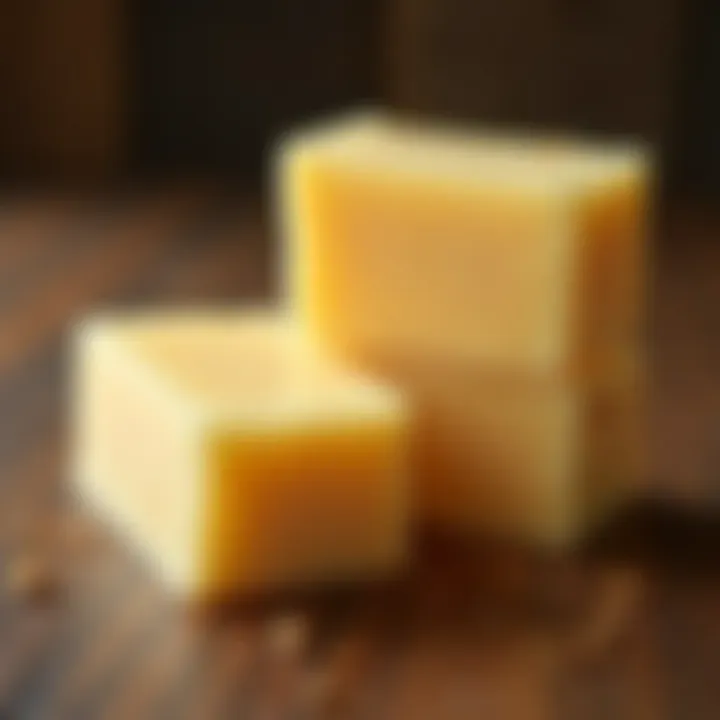 Luxurious bar of soap enriched with shea butter on a wooden surface