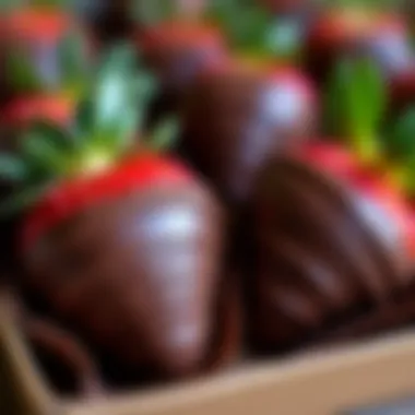 A luxurious box of chocolate covered strawberries elegantly arranged